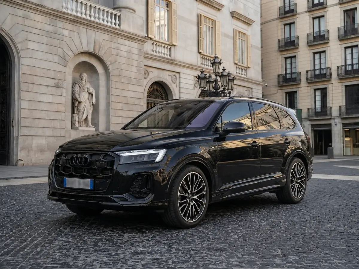 Audi Q7 50 TDI S-Line Edition 2025, profil latéral — Monaco Super Car Rental, Monaco. Audi Q7 50 TDI S-Line Edition à Monaco L'Audi Q7 50 TDI S-Line Edition 2025 est proposée…