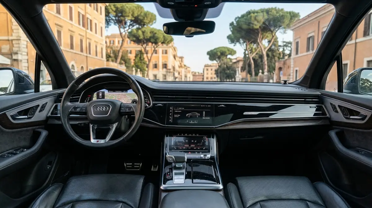 Audi SQ7 7seater 2023, vue arrière — Monaco Super Car Rental, Monaco. Audi SQ7 7seater à Monaco L'Audi SQ7 7seater 2023 est proposée à la location à Monaco en…