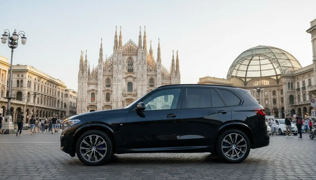BMW X5 4.0i M 2025, vue arrière — Monaco Super Car Rental, Monaco. BMW X5 4.0i M à Monaco La BMW X5 4.0i M 2025 est proposée à la location à Monaco en tant…
