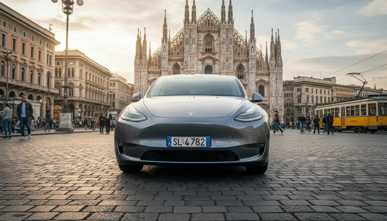 Tesla Model Y Long Range 2023, vue avant — Monaco Super Car Rental, Monaco. La Tesla Model Y Long Range 2023 est un choix particulièrement pertinent pour circuler à…