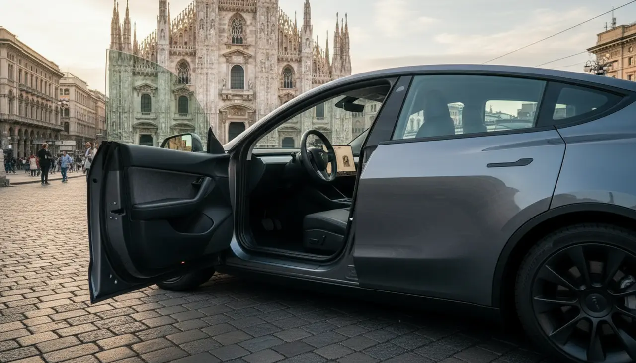 Tesla Model Y Long Range 2023, intérieur — Monaco Super Car Rental, Monaco. La Tesla Model Y Long Range 2023 est un choix particulièrement pertinent pour circuler à…